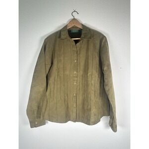 Women's Lemon Grass Studio Faux Suede Pea Green Top Size X Large